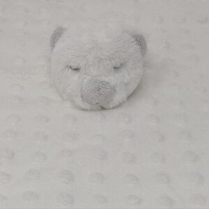Blankets & Beyond Polar Bear Lovey Teddy Baby Security Blanket White Minky Dots